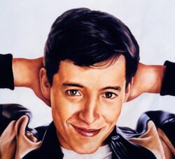 Paramount Home Video campaign. Oil portrait of Matthew Broderick as Ferris Bueller