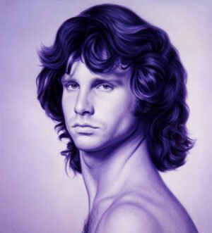Oil portrait of Jim Morrison in deep violet