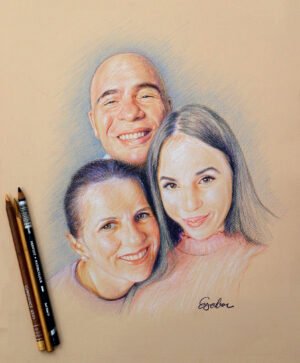 Colored pencil family portrait
