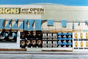 Oil painting of a storefront